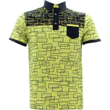 Rivelli - Men's All Over Printed Polo Shirts - Yellow - V.I.M. - 1
