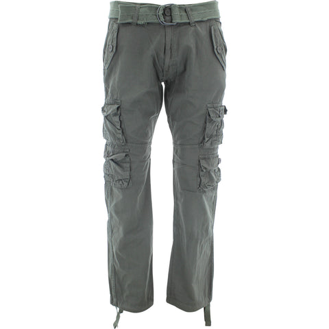 Men's 9 Pockets Belted Cargo Pants