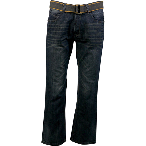 Fusai - Men's Belted Pu Emboridery Pocket  Jeans - Vintage/Blue - V.I.M. - 1