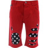 Switch - Men's Distress Star Patten Twill Shorts - Red - V.I.M. - 1