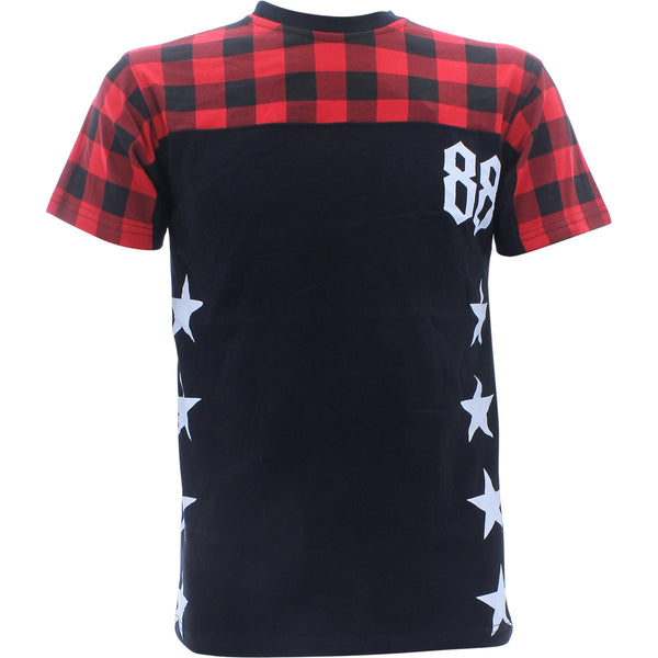 Bleecker Mercer - Men's Short Sleeves Plaid With Stars T-Shirts - Black - V.I.M. - 1