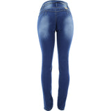 Tushpush - Women's 4 Button Loops Push Up pants - Medium Blue - V.I.M. - 2