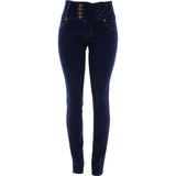 Tush Push - Women's 4 Buttons 3 Stud Back Pocket Push UP pants - Dark Blue - V.I.M. - 1