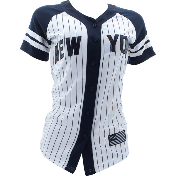 True Rock - Women's New York Baseball Shirts - White/Navy - V.I.M. - 1