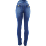 Tushpush - Women's 4 Button Loops Push Up pants - Medium Blue - V.I.M. - 2