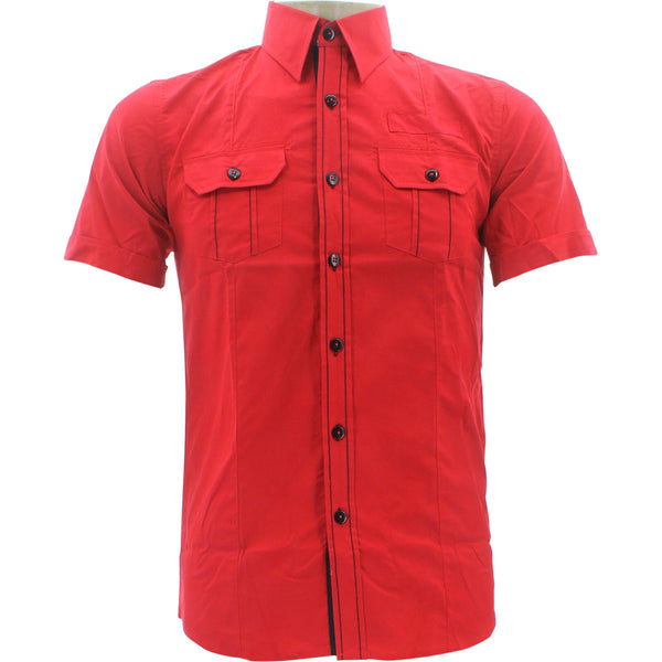 Rivelli - Men's Basic Double Pocket Shirts - Red - V.I.M. - 1