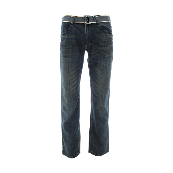 Fusai - Men's Emboridery Pocket Belted Jeans - Dirty Blue - V.I.M. - 1