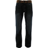 Fusai - Men's Belted PU Embroidery Pocket pants - Dark Blue - V.I.M. - 1