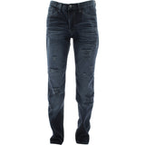 M Society - Men's Ripped Denim With Whiskers pants - Blue - V.I.M. - 1