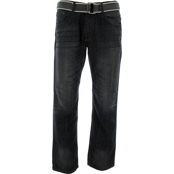 Fusai - Men's Belted PU Embroidery Pocket pants - Black - V.I.M. - 1