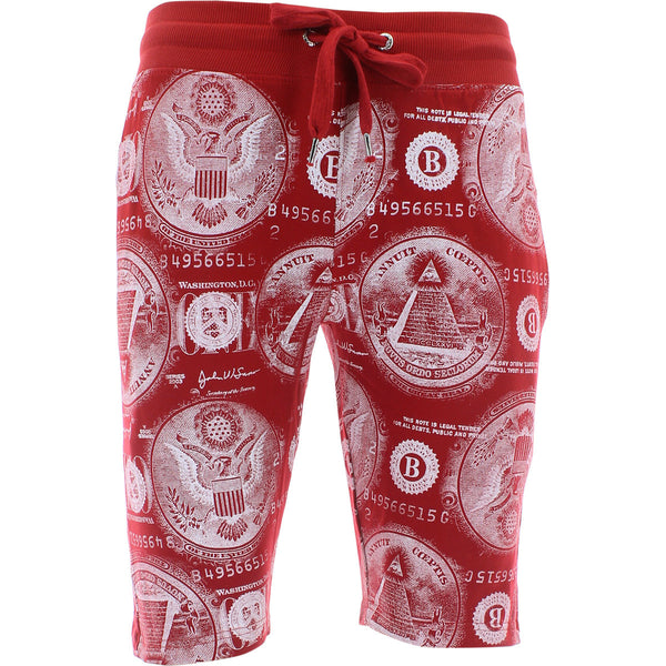 Switch Remarkable - Men's F. Terry Money Print Shorts - Red - V.I.M. - 1