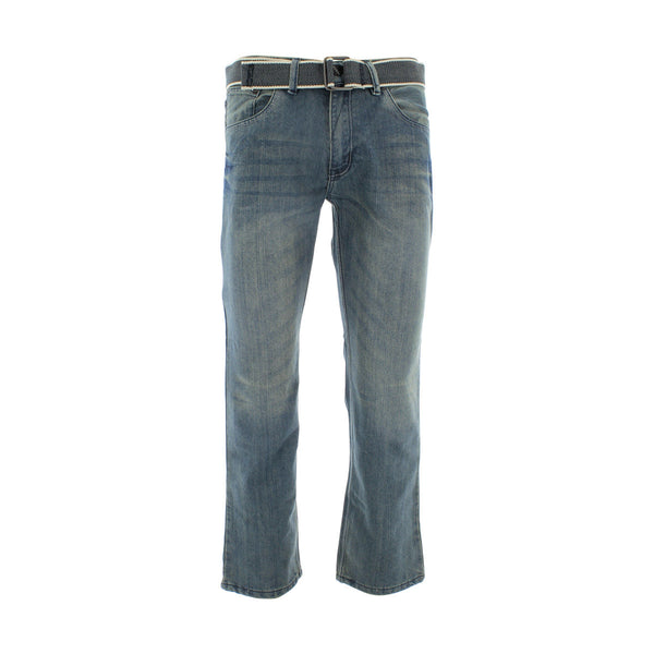 Fusai - Men's Emboridery Pocket Belted Jeans - Light Blue - V.I.M. - 1