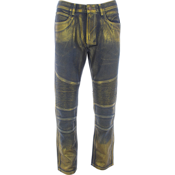 Bleecker Mercer - Mens Foil Biker Moto pants - Gold Foil - V.I.M. - 1
