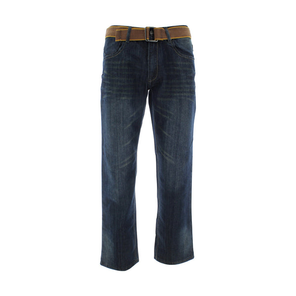 Fusai - Men's Emboridery Pocket Belted Jeans - Blue - V.I.M. - 1