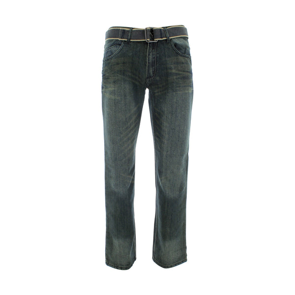 Fusai - Men's Embroidery Pocket Belted Jeans - Dirty Blue - V.I.M. - 1
