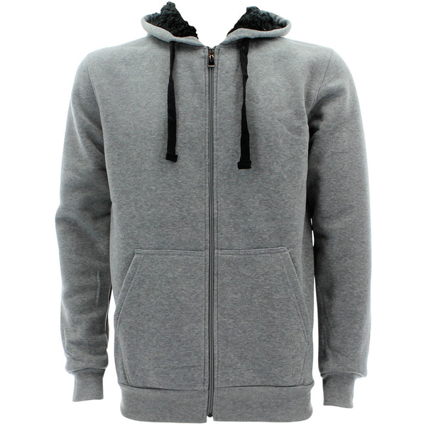 Deals Wholesale Corp. - Men's Sherpa Lined Hooded Sweatshirts - Heather Grey/Black - V.I.M.