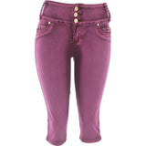 Tush Push - Women's 3 Button Braided Push Up Capris - Burgundy - V.I.M. - 1