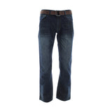 Fusai - Men's Embrodery Pocket Belted Jeans - Dark Vintage - V.I.M. - 1