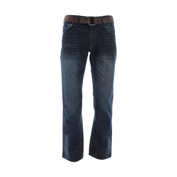 Fusai - Men's Embrodery Pocket Belted Jeans - Dark Vintage - V.I.M. - 1