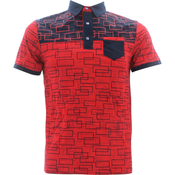 Rivelli - Men's All Over Printed Polo Shirts - Red - V.I.M. - 1