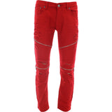 Copper Rivet - Men's Twill Rips Zippers pants - Red - V.I.M. - 1