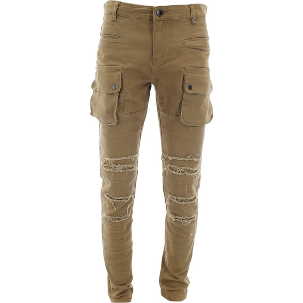 Kayden K - Men's Rips Front Cargo Pants - Camel - V.I.M. - 1