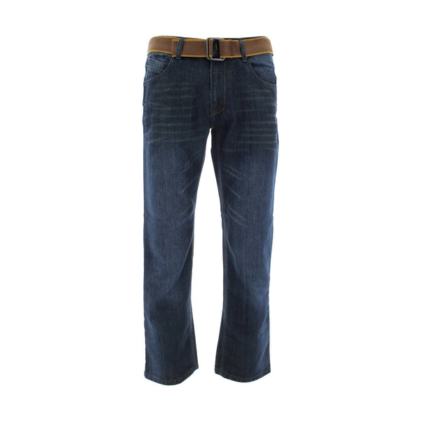 Fusai - Men's Emboridery Pocket Belted Jeans - Dark Blue - V.I.M. - 1