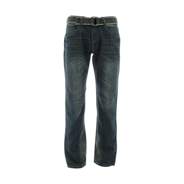 Fusai - Men's Emboridery Pocket Belted Jeans - Indigo - V.I.M. - 1