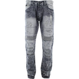 Switch - Men's  Cut & Sew Distressed Rips Jeans - Grey - V.I.M. - 1