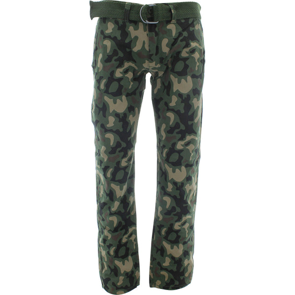 Rivelli - Men's Belted Slim Straight Pants - Woodland Camouflage - V.I.M. - 1