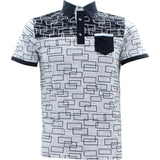 Rivelli - Men's All Over Printed Polo Shirts - White - V.I.M. - 1