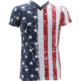 True Rock - Men's American Flag With Pu Trim T-Shirts - White/Navy/Red - V.I.M. - 1