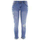 Bee & Ceci - Women's Rips Patched Boyfriend pants - Medium Blue - V.I.M. - 1