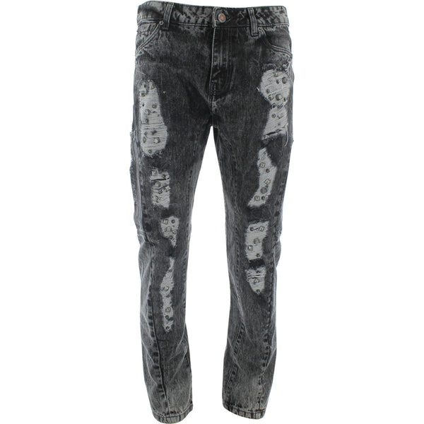 Copper Rivet - Men's Metal Rips Jeans - Black - V.I.M. - 1