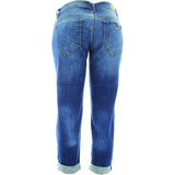 Tush Push - Women's Rips & Patches Cuff Bottom pants - Medium Blue - V.I.M. - 2