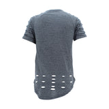 Rebel Minds - Men's Side Zip Rips Sleeve Scallop T-Shirts - Black - V.I.M. - 2