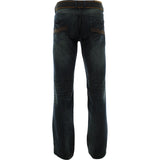 Fusai - Men's Belted PU Embroidery Pocket pants - Dark Blue - V.I.M. - 2