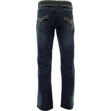 Men's Straight Belted Embroidery Pocket Jeans