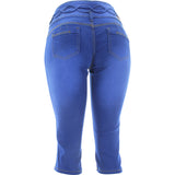 Tush Push - Women's 3 Button Braided Push Up Capris - Royal - V.I.M. - 2
