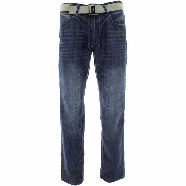 FUSAI - Men's Embroidery Pockets Straight Fit Jeans - Black - V.I.M.