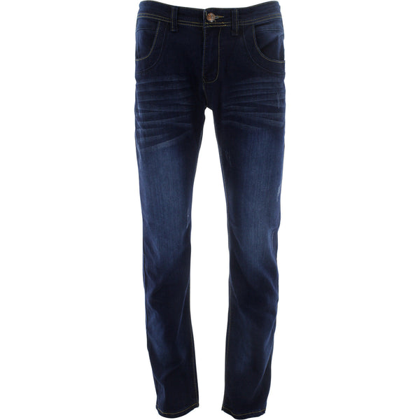 Bamboo - Men's Embroidery Pocket Blasting Jeans - Dark Blue - V.I.M. - 1