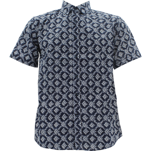 Vese - Men's Short Sleeves Diamond Woven Shirts - Blue/White - V.I.M. - 1