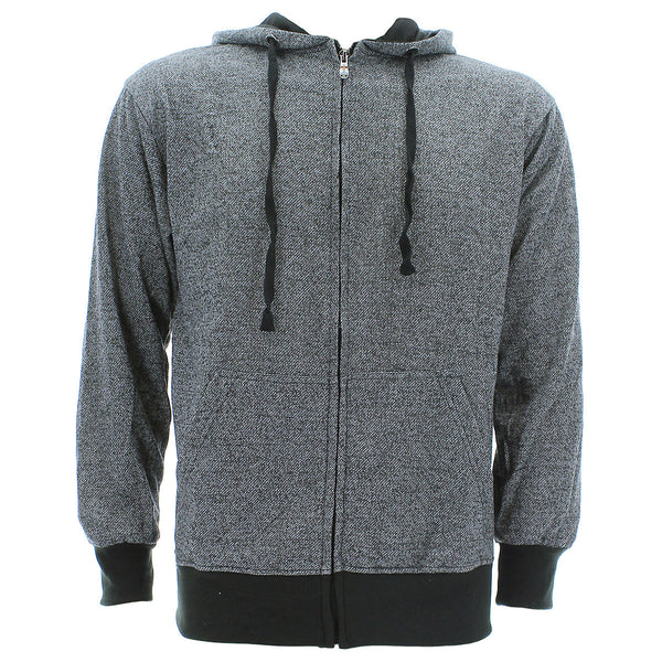 Red Rhino - Men's Marled Zip Fleece Hoody Sweatshirt - Black - V.I.M. - 1
