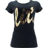 Popular Sports - Women's Lit Script T-Shirts - Black/Gold - V.I.M. - 1