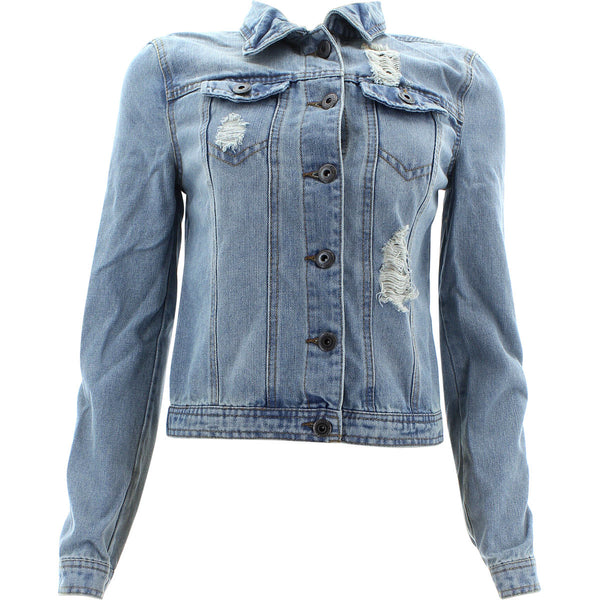Highway - Women's Rips 2 Pocket Denim Jackets - Medium Blue - V.I.M. - 1