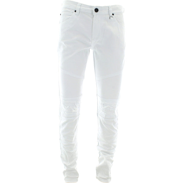 Kdnk - Men's Front Rips Blocked Knee pants - White - V.I.M. - 1
