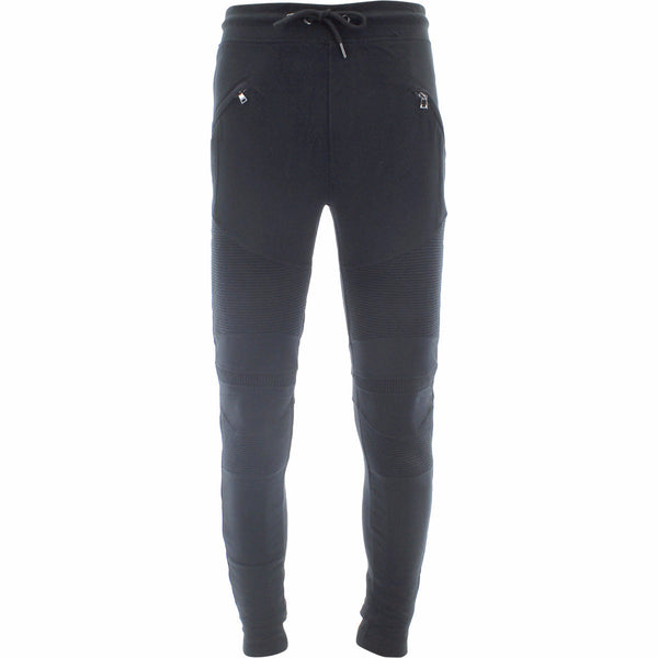 Azazel - Men's Dobble Stitch Zip With Embroidery Joggers - Black - V.I.M. - 1