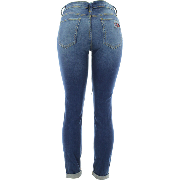 Cello pants - Women's Plaid Patches Rips Roll Cuff pants - Medium Blue - V.I.M. - 1