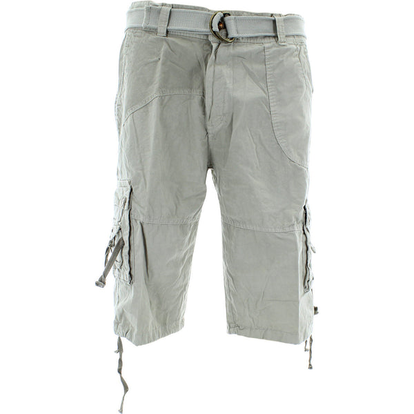 Denim Culture - Men's Garment Dye Belted Cargo Shorts - Stone - V.I.M. - 1