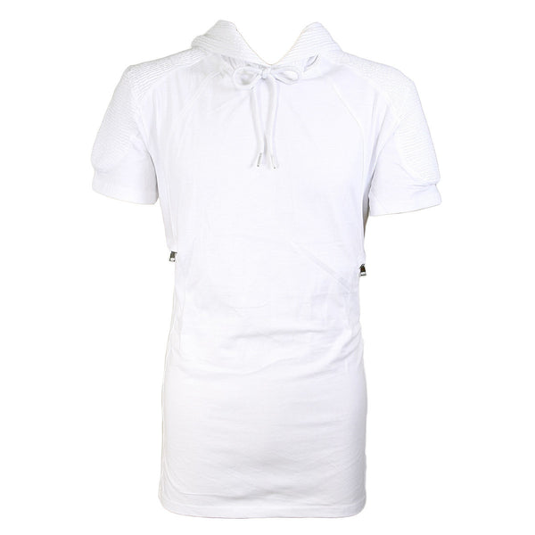 Azazel - Men's Sleeves Embroidery 2 Pocket 1 Zip Hoodie Shirts - White - V.I.M. - 1